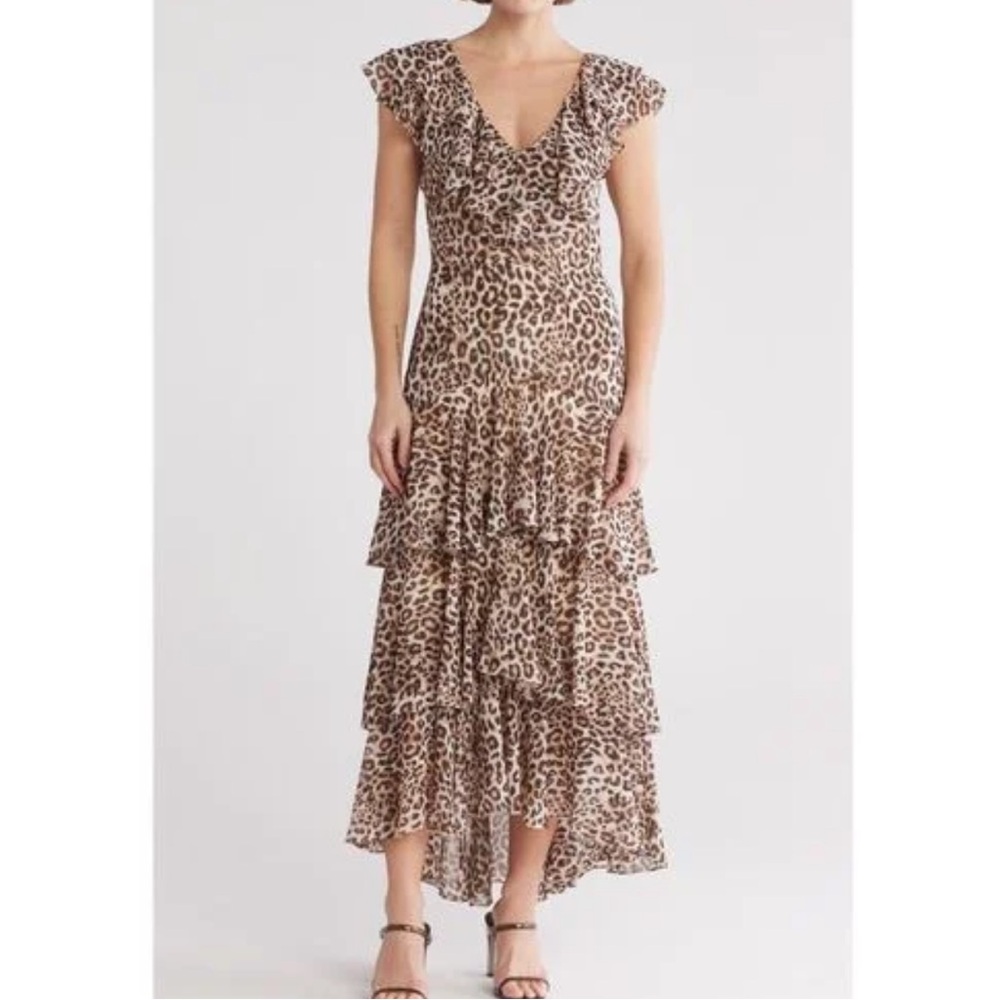 NWOT Wayf leopard ruffle maxi